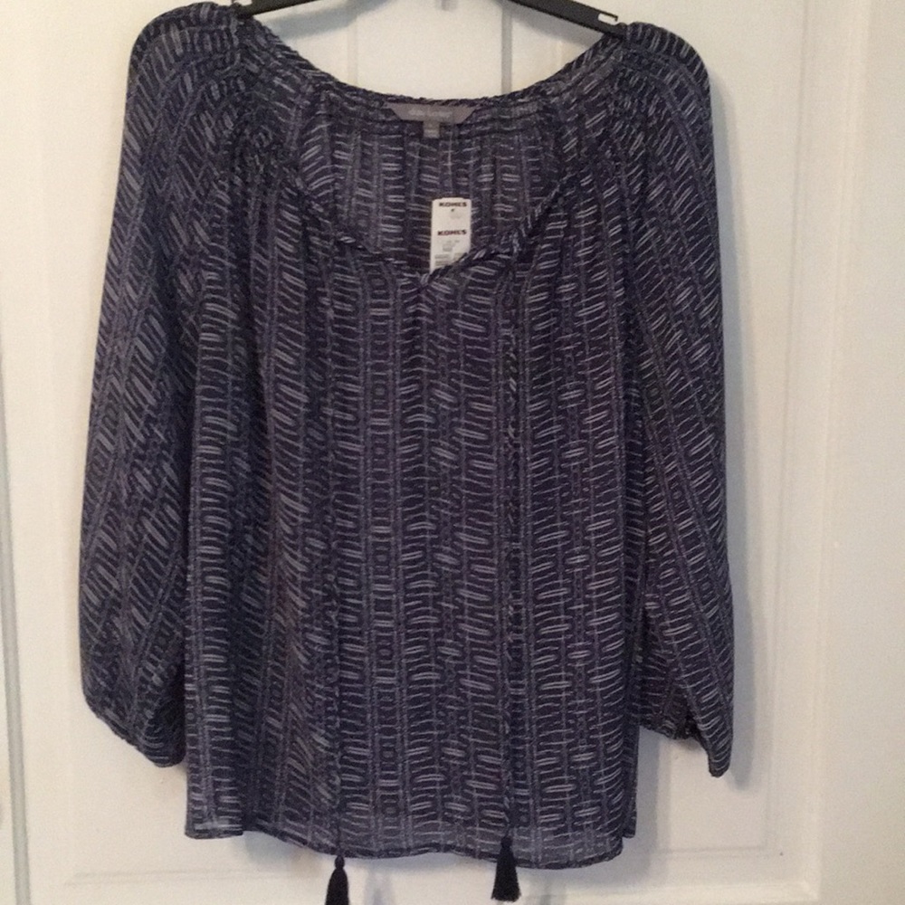 NWT Daisy Fuentes Sz L peasant blouse top